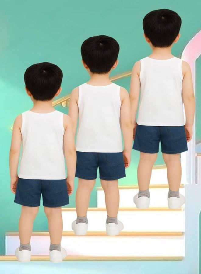 TINY HANDS Boys Pure Cotton White Vests Sando Baniyan for Kids - Image 2