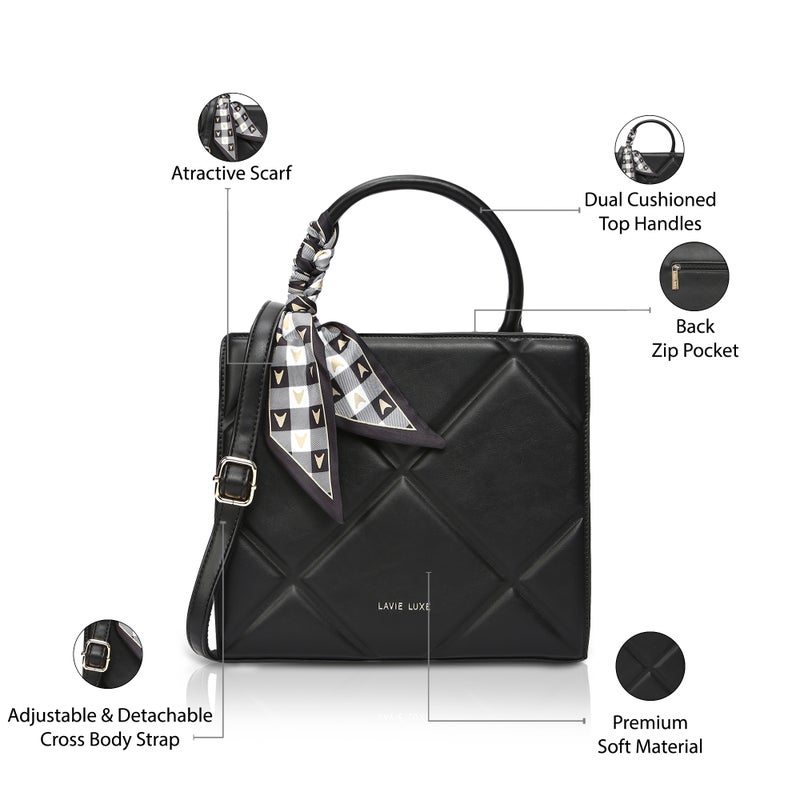 Lavie Luxe Women's  Quare25 Medium  Satchel (Black) - Image 4