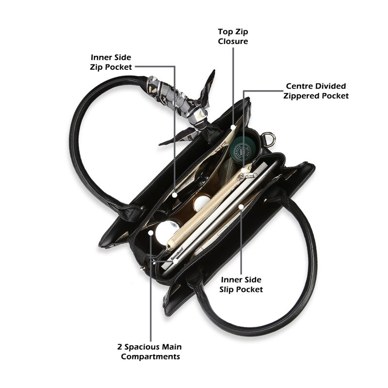 Lavie Luxe Women's  Quare25 Medium  Satchel (Black) - Image 3
