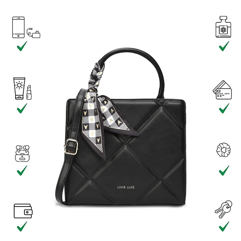 Lavie  Luxe Women's  Quare25 Medium  Satchel (Black) for Women | Best Price UAE