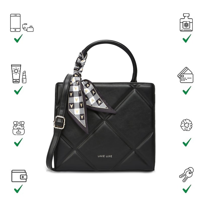 Lavie Luxe Women's  Quare25 Medium  Satchel (Black) - Image 5