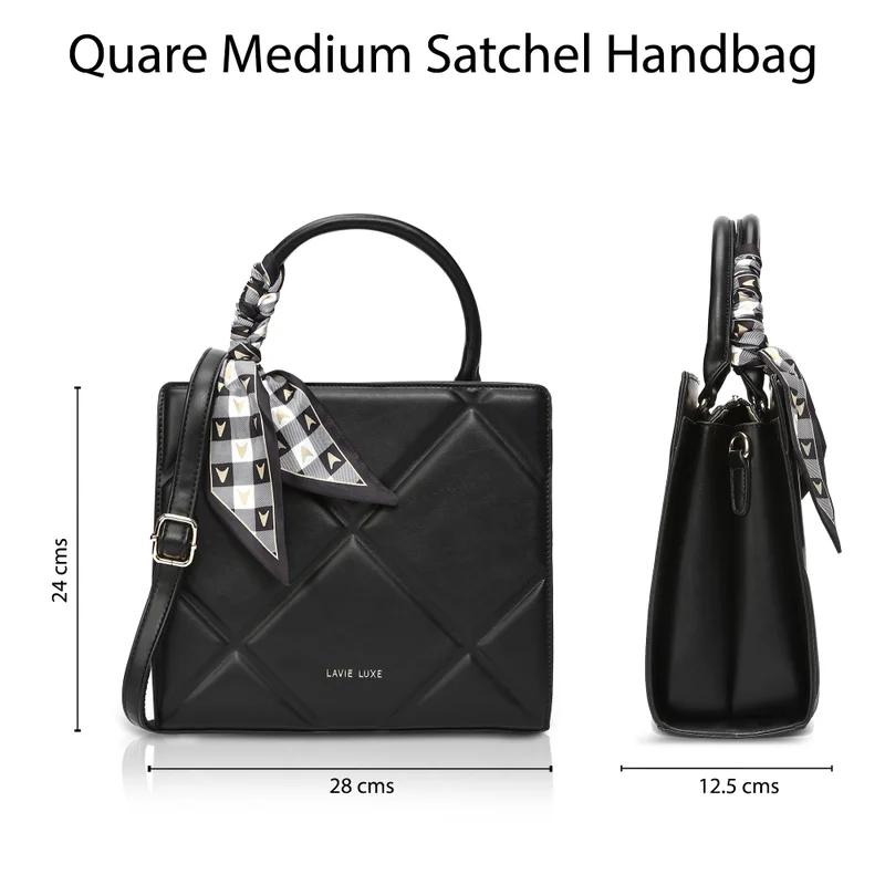 Lavie  Luxe Women's  Quare25 Medium  Satchel (Black) for Women | Best Price UAE