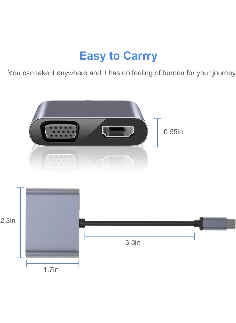 محول Type-C 4 في 1 – HDMI 4K + VGA + USB 3.0 + منفذ شحن Type-C - Image 2