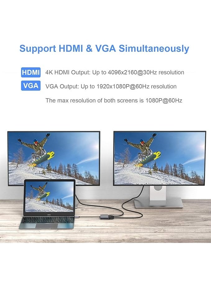 محول Type-C 4 في 1 – HDMI 4K + VGA + USB 3.0 + منفذ شحن Type-C - Image 5
