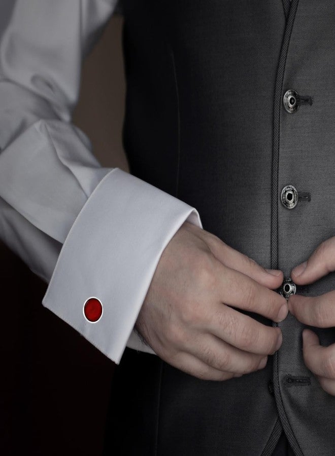 SORELLAZ Sorella'z Mens Maroon Solid Rounded Cufflinks: Pack of 1 Pair (SOR/JEW-CUF4) - Image 2