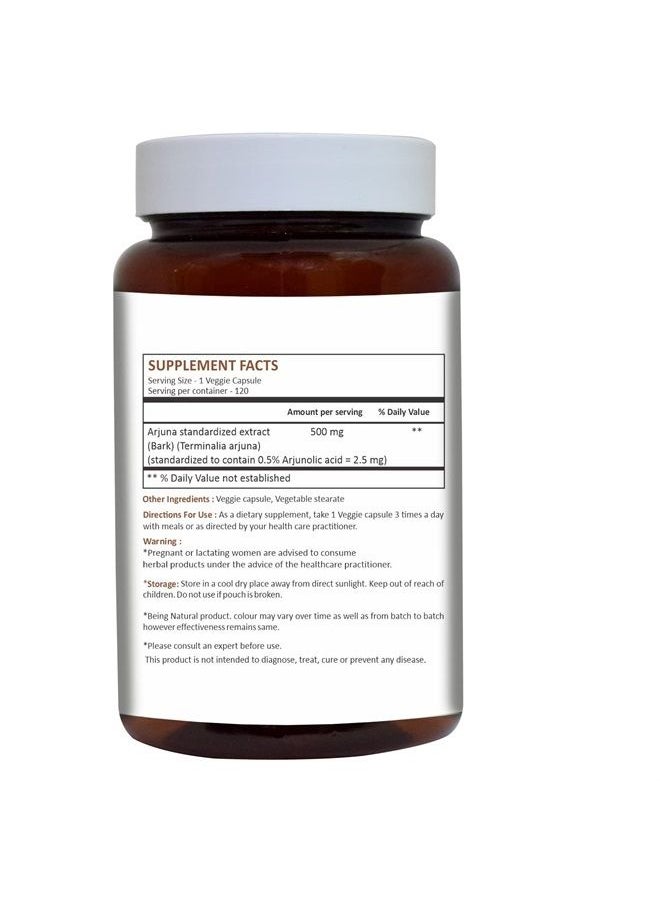 HERBAL HILLS Arjuna Capsules (Terminalia Arjuna) | 120 Count (500 mg) | Standardized Extract Wellness and Health Supplements with Arjuna Bark Extract  - Image 2