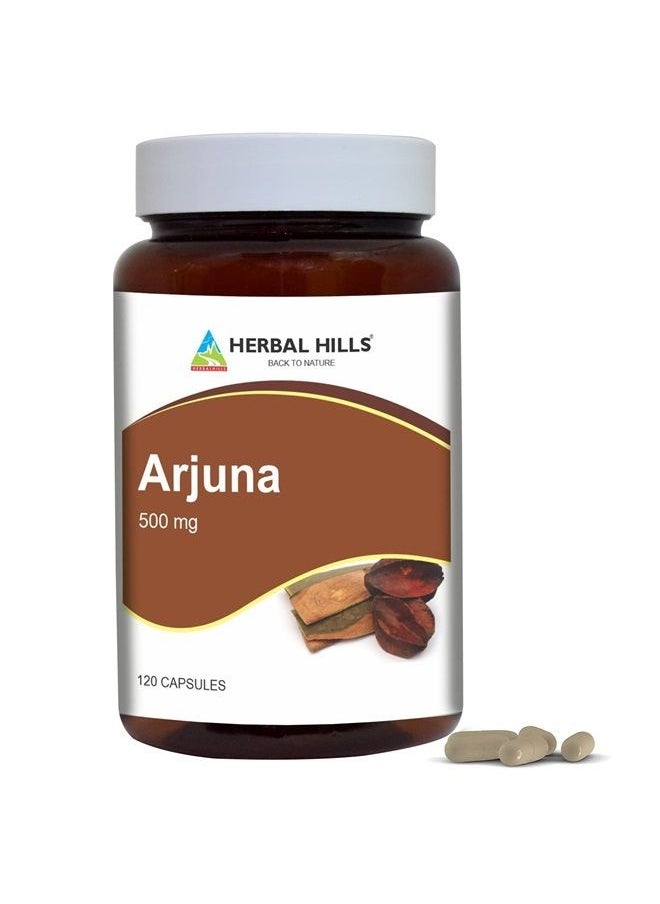 HERBAL HILLS Arjuna Capsules (Terminalia Arjuna) | 120 Count (500 mg) | Standardized Extract Wellness and Health Supplements with Arjuna Bark Extract  - Image 1