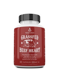 Ancestral Supplements Grass Fed Beef Heart Supplement, 3300mg, CoQ10 Supplement Supports Heart Health and Mitochondrial Health, Non-GMO, 180 Capsules  - Image 1