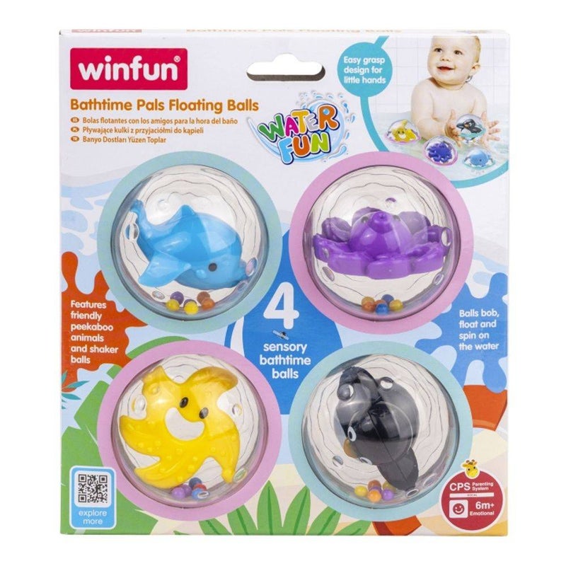 WinFun Water Fun Bathtime Pals Floating Balls Set (12.5 x 16 cm, 4 Pieces)
