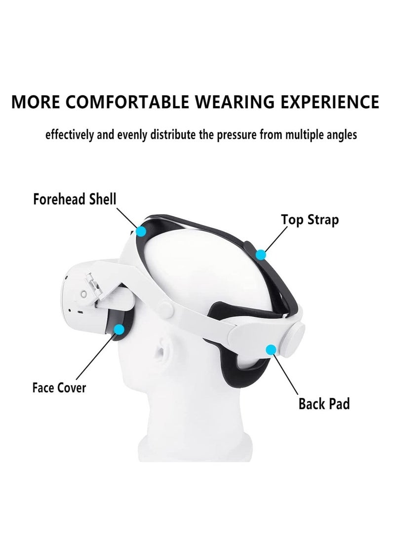 Generic Halo Strap for Oculus Quest 2 and Silicone Face Cover Adjustable Replacement for Quest 2 Elite Strap Relieved Face ​Pressure Comfortable Touch for Oculus Quest 2 VR Accessories Head Strap White  - Image 3