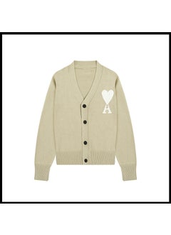 Trendy Brand Love Knit Cardigan Oversized V-Neck Sweater Apricot [a28 cotton yarn style]