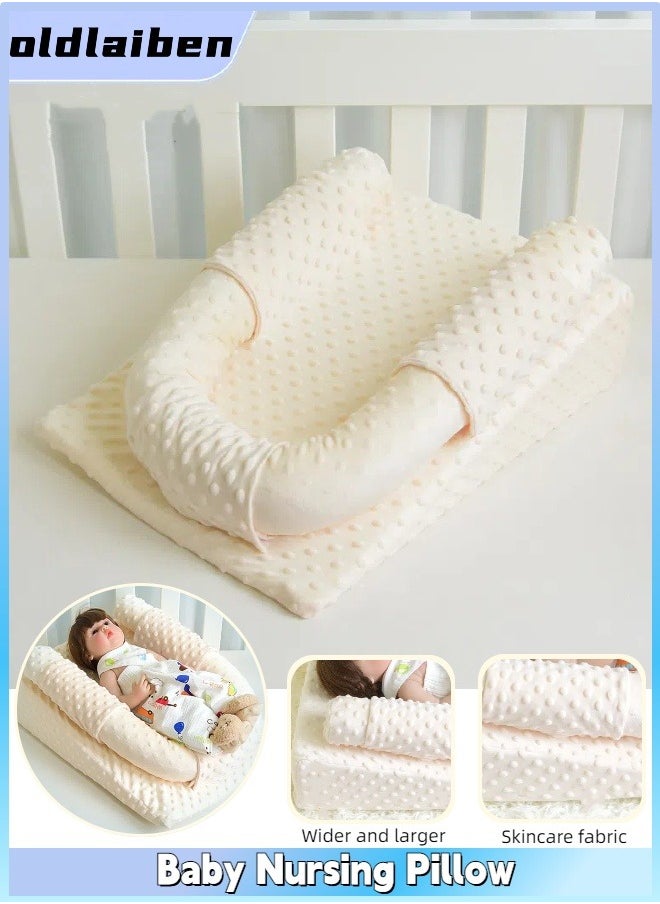 oldlaiben Baby Nursing Pillow, Body Positioner, Bed-in-Bed Sleeping Pad, Multifunctional Anti-Reflux Babies Lounger, Anti-Choking, For Breastfeeding and Bottle Feeding, For Babies Boys and Girls（Beige）  - Image 1