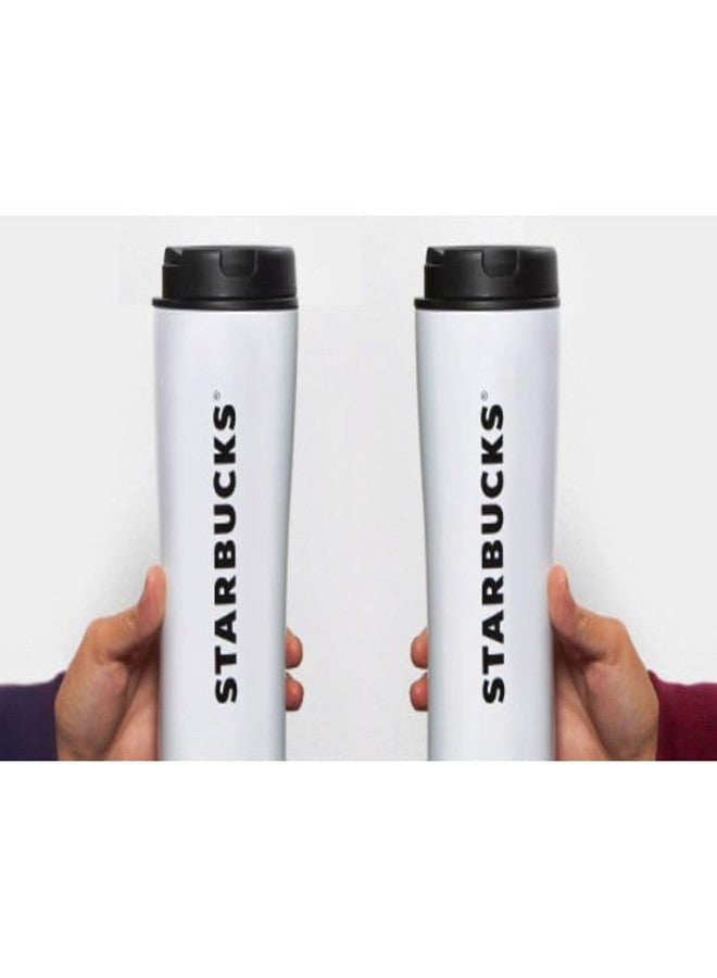 ستاربكس كوب قهوة ستاربكس فولاذي معزول بتفريغ الهواء، بغطاء دوار أسود، أبيض، 16 أونصة - Image 5