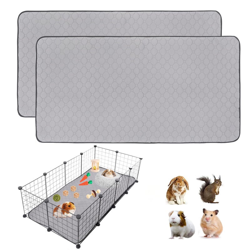LWYMX 2Pack Guinea Pig Cage Liners, LWYMX 24''X48'' Washable Guinea Pig Pee Pads, Non Slip Reusable Super Absorbent Guinea Pig Training Mat Bedding Fleece for Small Animals Hamster Rabbit Chinchilla Rat - Image 1