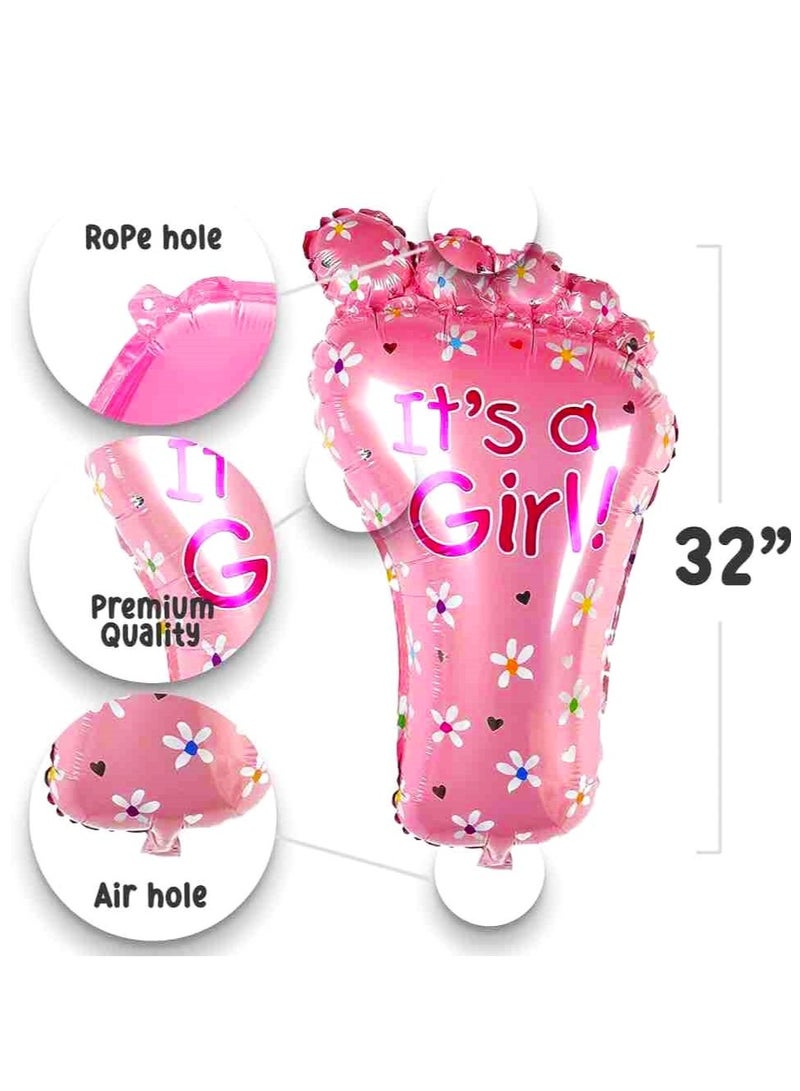 Boxwoods 5 PCS Its A Girl Theme Pink Foil Balloons With Welcome Banner - Image 2