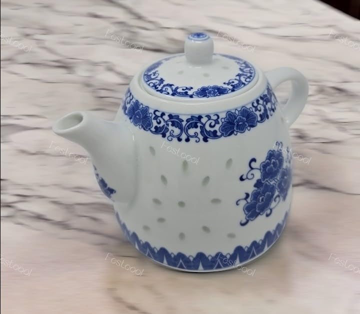 Large Teapot Blue and White Porcelain Tea Pot 6 Cup Store 56 Ounce China Coffee Pot
