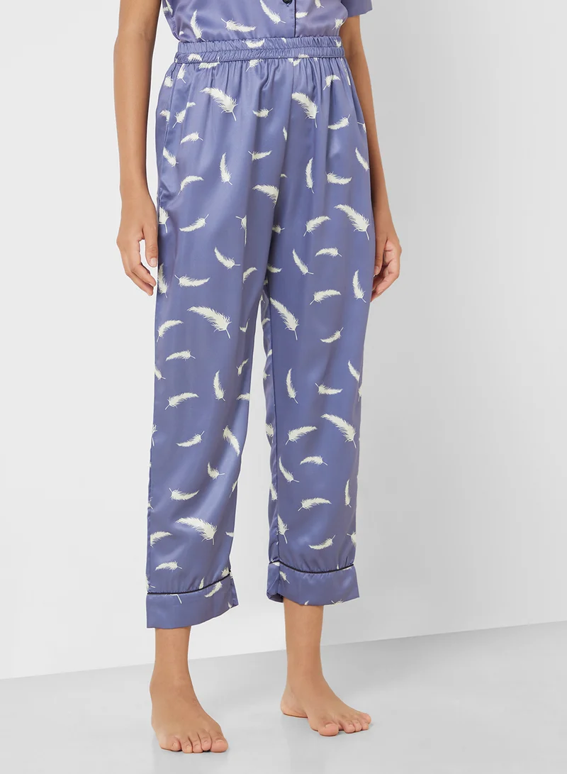 جينجر Satin Printed Shirt & Pjama Set