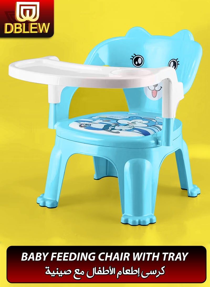 DBLEW Baby Feeding Chair With Detachable Tray Portable High Chair For Toddlers Booster Seat For Kids With Back Support Cushioned Cartoon Cover Stackable Chair For Feeding Studying Play Safe And Comfortable - Image 1