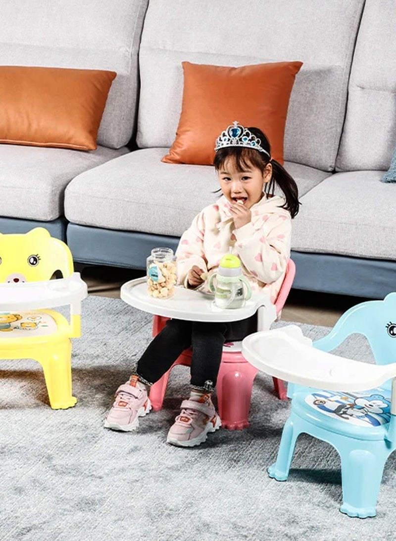 DBLEW Baby Feeding Chair With Detachable Tray Portable High Chair For Toddlers Booster Seat For Kids With Back Support Cushioned Cartoon Cover Stackable Chair For Feeding Studying Play Safe And Comfortable - Image 2