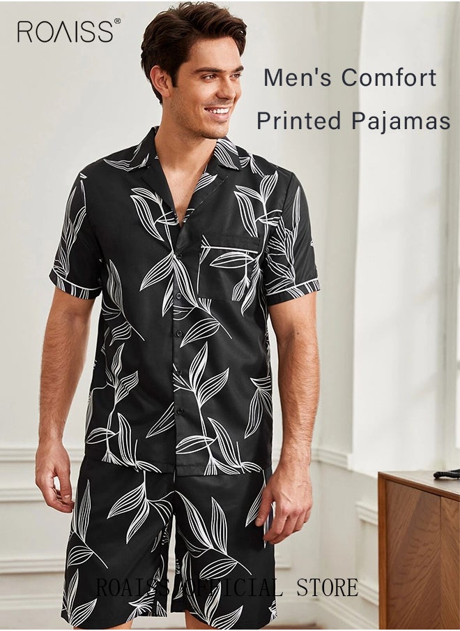 2-Piece Set Men's Short Sleeves Pajamas Pants Sleepwear Sets Satin Leaf Printing Silk Nightgown Male Loose Shirts Spring Summer Thin Loungewear Home Clothes - pzsku/ZB960523B0F1975F177C8Z/45/_/1701850465/1b98e7be-8c00-41ee-bc5e-8acf1fcb83ea