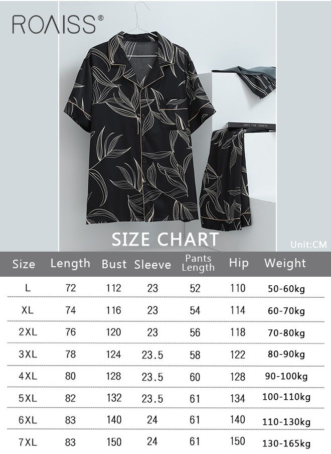 2-Piece Set Men's Short Sleeves Pajamas Pants Sleepwear Sets Satin Leaf Printing Silk Nightgown Male Loose Shirts Spring Summer Thin Loungewear Home Clothes - pzsku/ZB960523B0F1975F177C8Z/45/_/1701850466/193354ef-2a6f-407d-91fc-d5afebec46e5