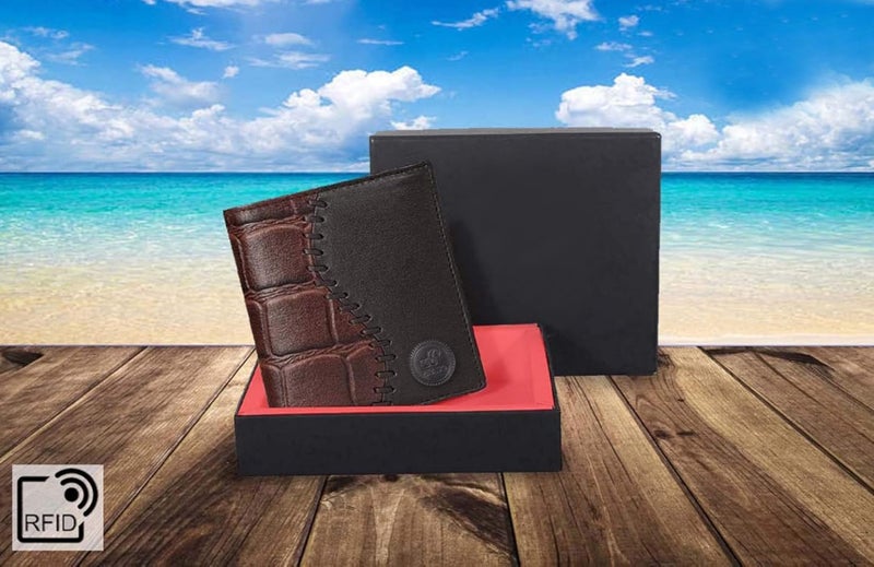 PIRASO Men Casual, Ethnic, Evening/Party, Formal, Travel, Trendy Brown Genuine Leather Wallet (Brown) - Image 4
