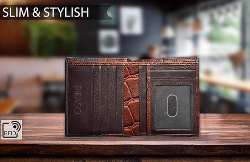 PIRASO Men Casual, Ethnic, Evening/Party, Formal, Travel, Trendy Brown Genuine Leather Wallet (Brown) - Image 5
