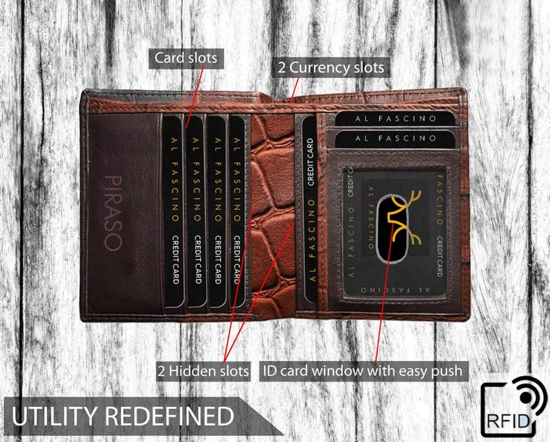 PIRASO Men Casual, Ethnic, Evening/Party, Formal, Travel, Trendy Brown Genuine Leather Wallet (Brown) - Image 3