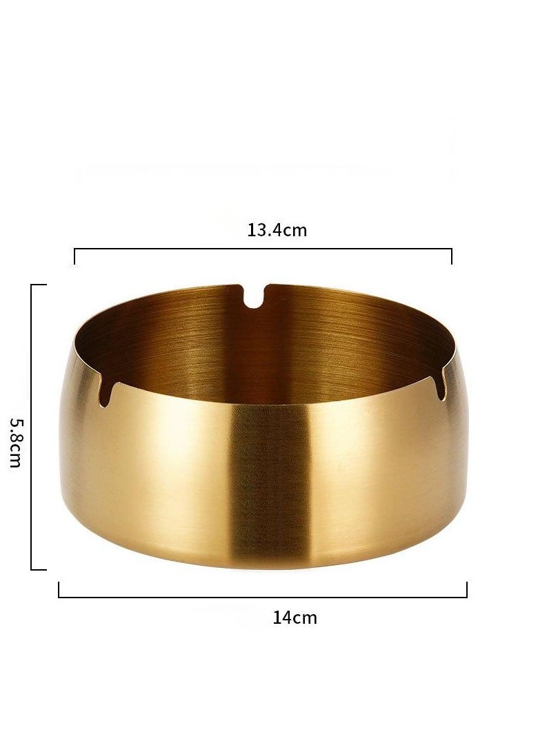 2-pack 14cm and 10cm stainless steel ashtrays, portable anti-fall ashtrays, windproof and odor-proof ashtrays with lids, suitable for patios, homes, offices, and living rooms, gold - Image 3