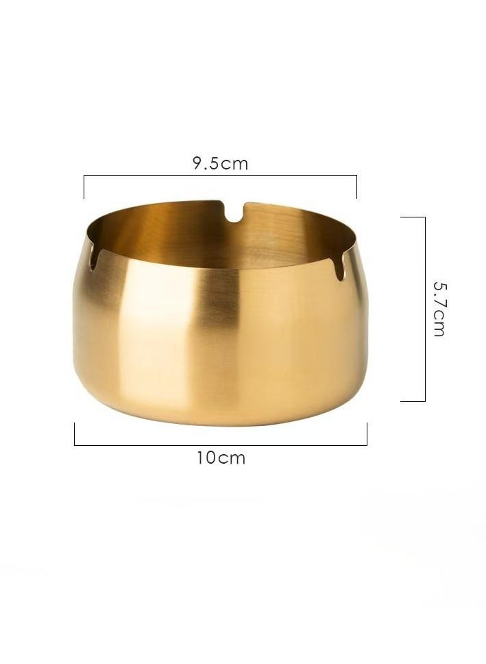 2-pack 14cm and 10cm stainless steel ashtrays, portable anti-fall ashtrays, windproof and odor-proof ashtrays with lids, suitable for patios, homes, offices, and living rooms, gold - Image 4