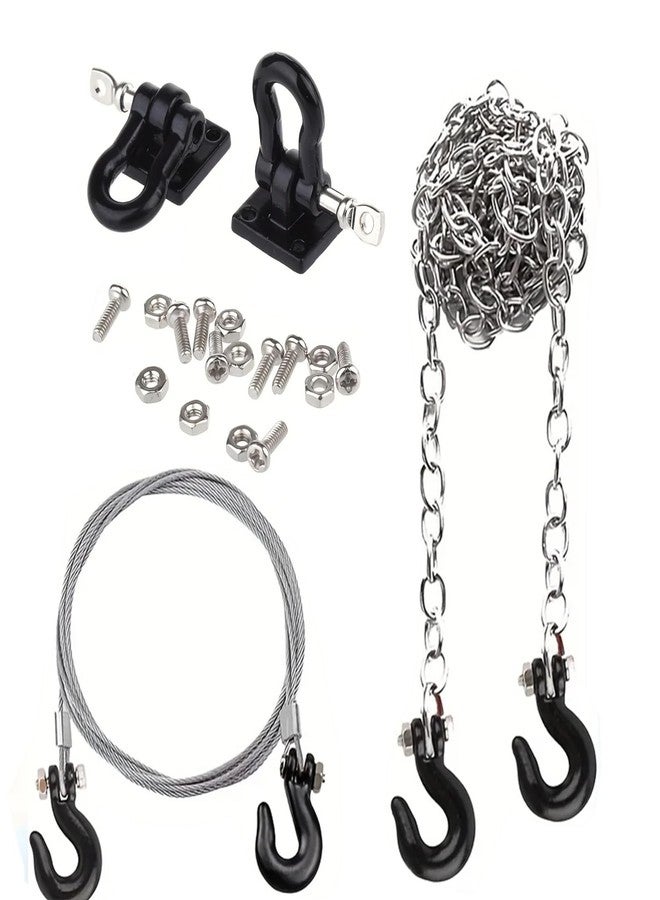 UURCSKY RC Trailer Chain Hook Tow Rope Winch Shackles for 1/10 Crawler Axial SCX10 D90 D110 TRX4 TRX6 Redcat Tamiya RC Decor Parts(Black) - Image 1