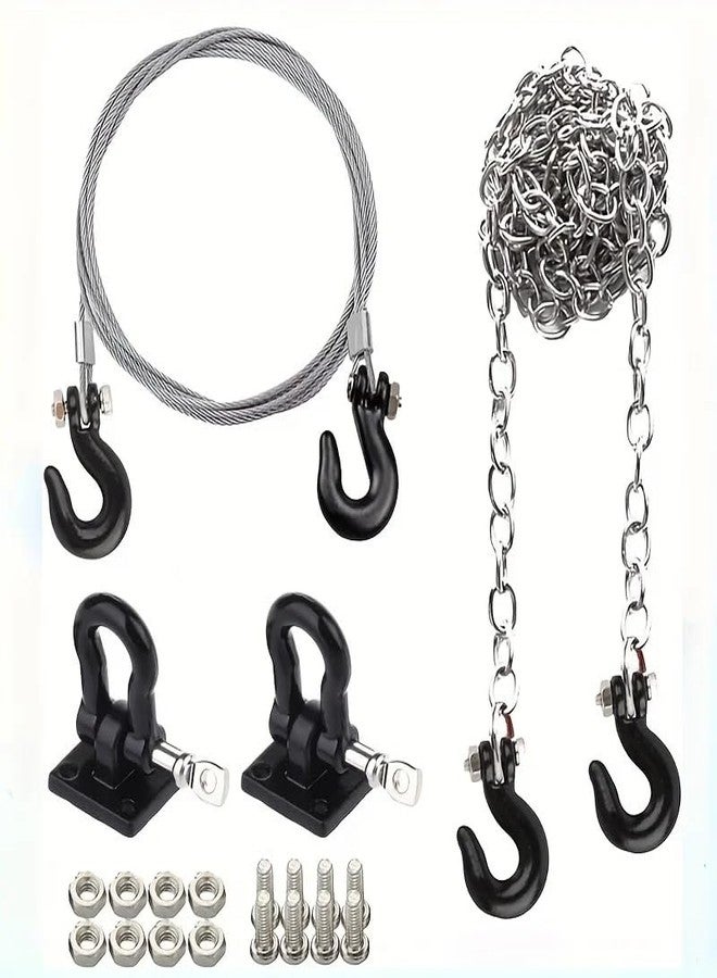 UURCSKY RC Trailer Chain Hook Tow Rope Winch Shackles for 1/10 Crawler Axial SCX10 D90 D110 TRX4 TRX6 Redcat Tamiya RC Decor Parts(Black) - Image 2