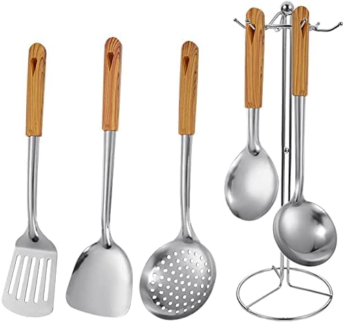DASNDAS 6 PCs Kitchen Utensil Set Stainless Steel Cooking Utensils Kit Spatula Spoon Colander Kitchenware Kitchen Gadgets Kitchen Cookware Tool Set - Image 1