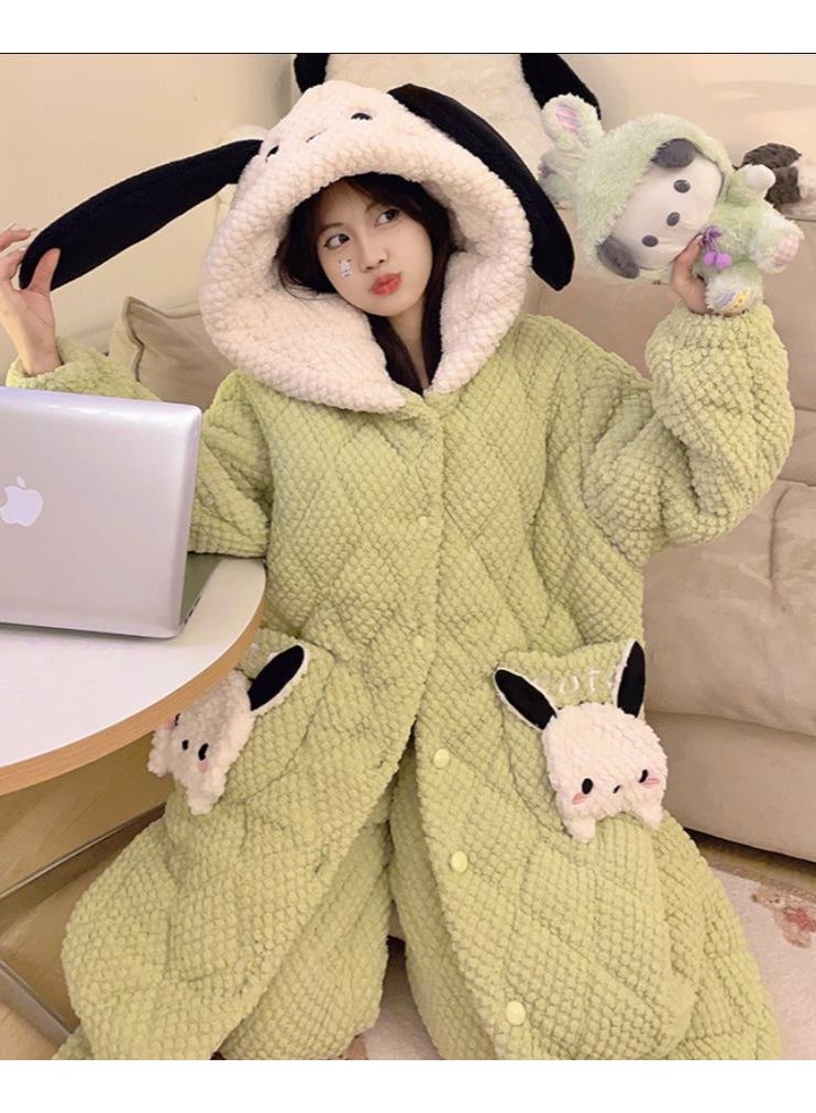 KUYING Cotton pajamas, coral velvet, cute cartoon Pacha dog hooded pajama set - Image 3