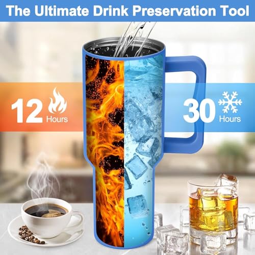 CPENSUS 1200ML Stainless Steel Tumbler with Lid and Straw, Hot and Cold with Handle, 100% Leak Proof Mug Cupholder for Travelling, Gym (40-OZ- Raspberry Pink) - Image 5