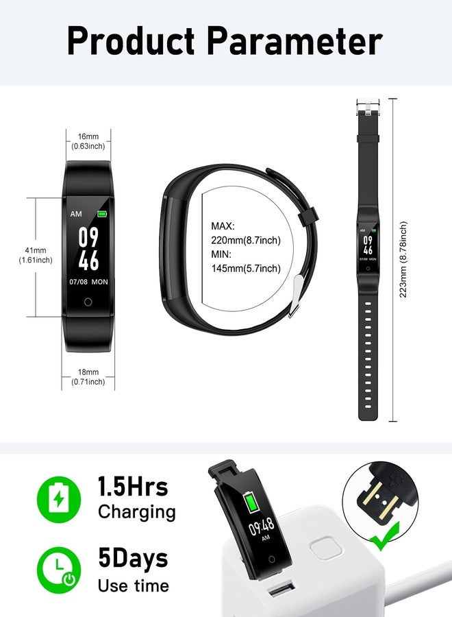 GRV No Bluetooth Pedometer Watch Fitness Tracker No Phone Needed, Step Counter Calories/Sleep Tracker for Walking Running for Men Women Waterproof (Black) - Image 5