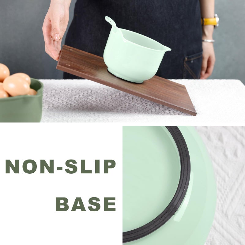 BoxedHome 4 Pack Nesting Mixing Bowl with Pour Spout and Handle, BPA free Microwave & Dishwasher Safe(Green/Blue, 4 Pack with Handle) - Image 5