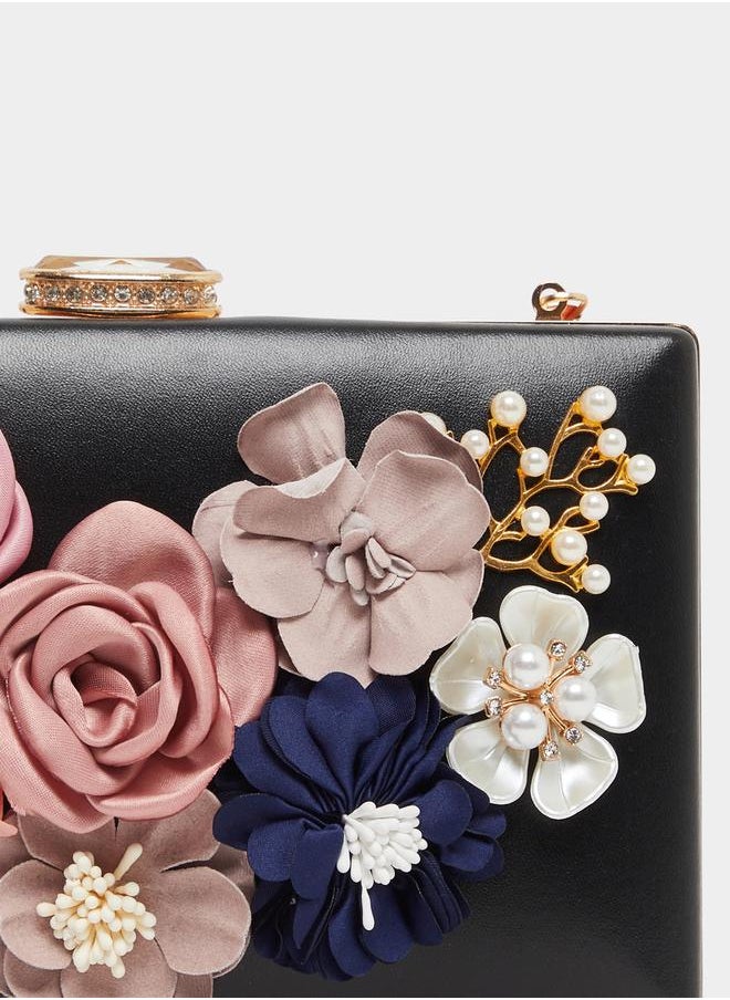 Styli Flower Embellished Clutch Chain Strap  - Image 3