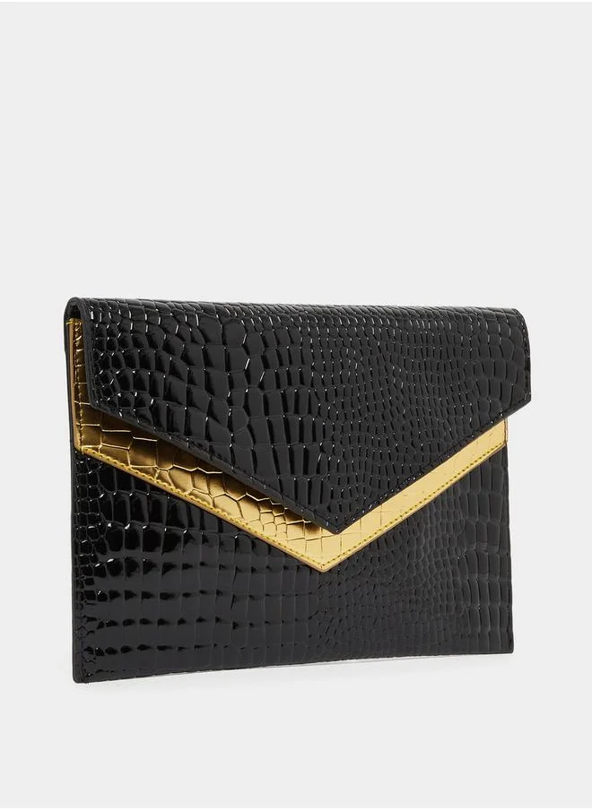 Styli Snake Skin Textured Clutch Bag