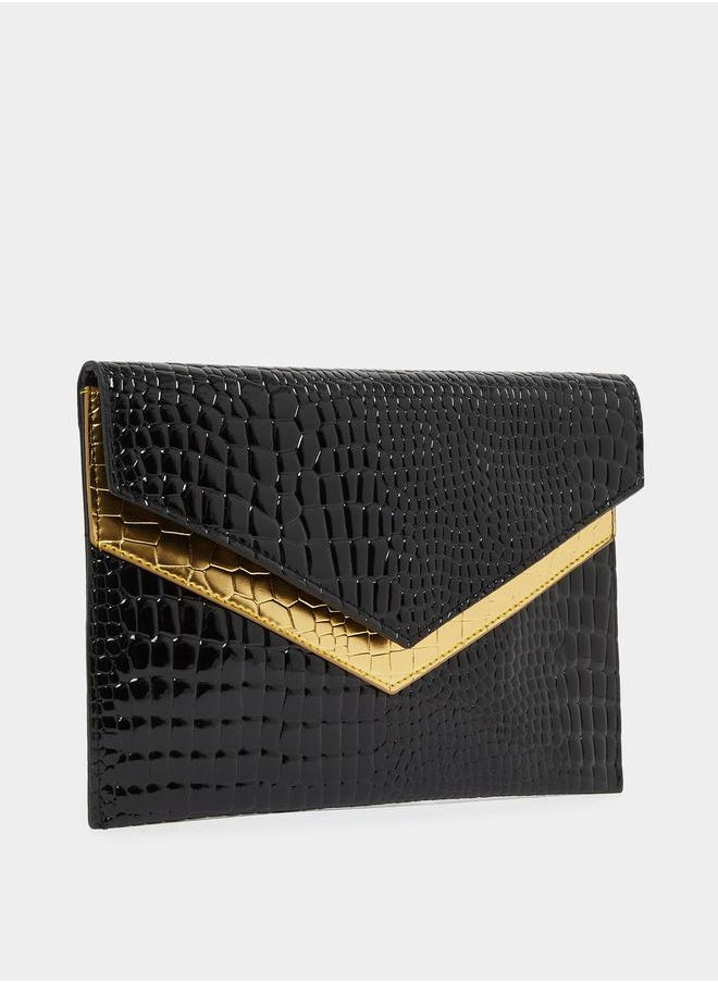 Styli Snake Skin Textured Clutch Bag  - Image 1