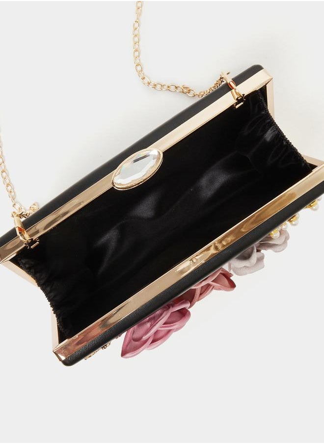 Styli Flower Embellished Clutch Chain Strap  - Image 4