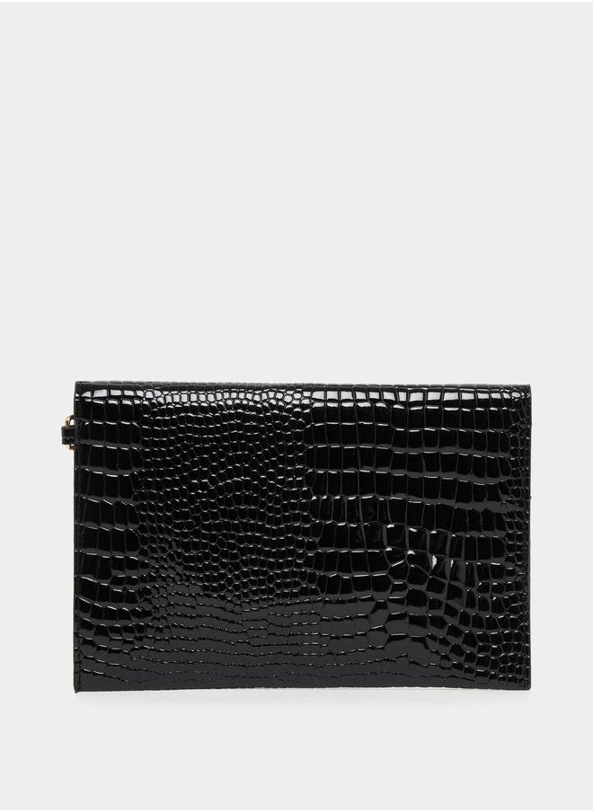 Styli Snake Skin Textured Clutch Bag  - Image 3