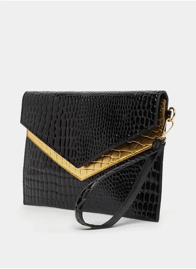 Styli Snake Skin Textured Clutch Bag