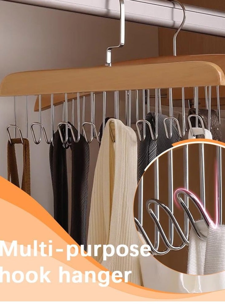 CityRiya-Long Tie Rack Hanger for Men 2 PCS Non-Slip Belt Hanger, Bra Hangers for Closet 8 Hooks Belt Organizer Holder Coat Rack for Clothing Storage Organization Belt Rack for Wardrobe Clothes Hat Tank Tops  - Image 2