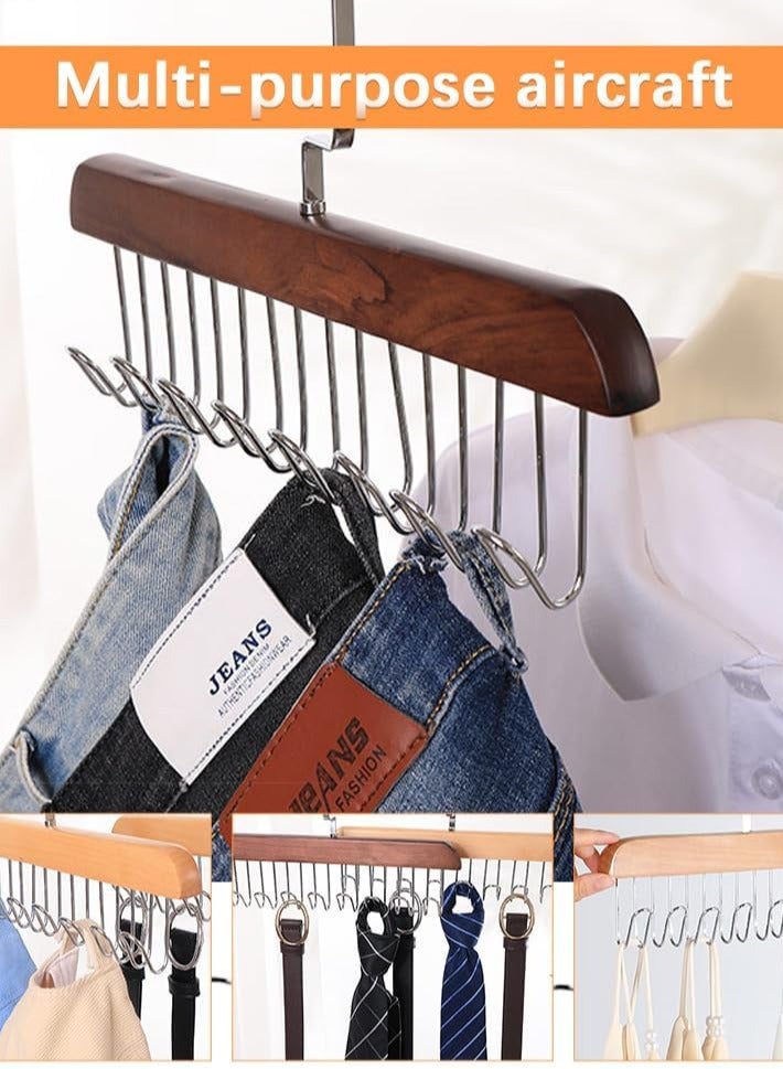 CityRiya-Long Tie Rack Hanger for Men 2 PCS Non-Slip Belt Hanger, Bra Hangers for Closet 8 Hooks Belt Organizer Holder Coat Rack for Clothing Storage Organization Belt Rack for Wardrobe Clothes Hat Tank Tops  - Image 3
