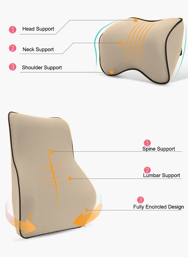 Generic Car Backrest Cushion Lumbar Support Car Neck Pillow Kit  High Rebound Car Seat Cushion Memory Foam  Ergonomic Design  Improves Vision Posture Universal Car Seat  - Image 2