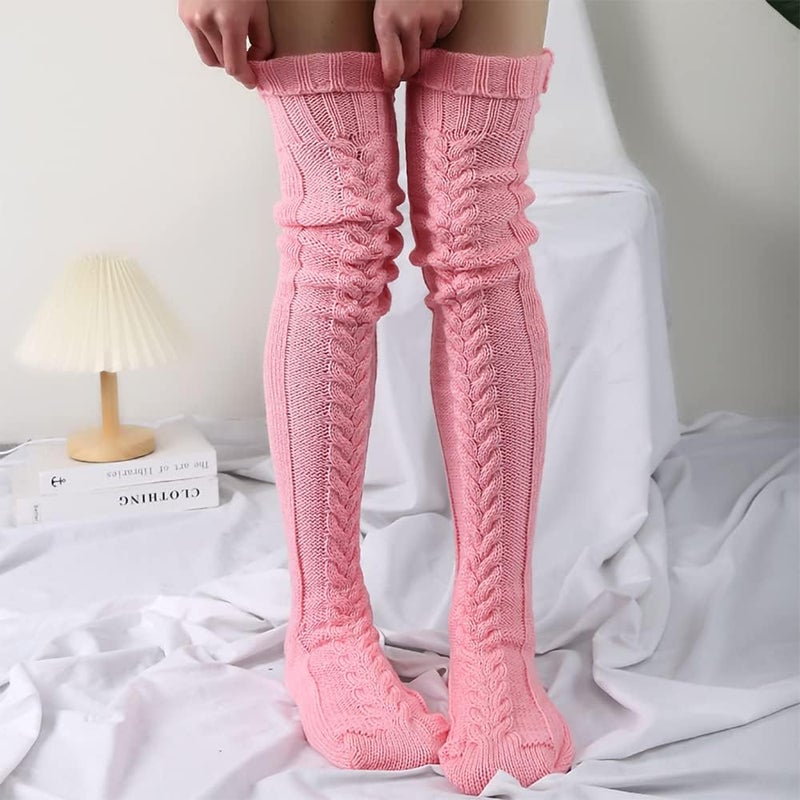 Pcavin Women's Thigh High Socks Over the Knee Cable Knit Boot Socks, Long Warm Fashion Leg Warmers Winter - Image 1