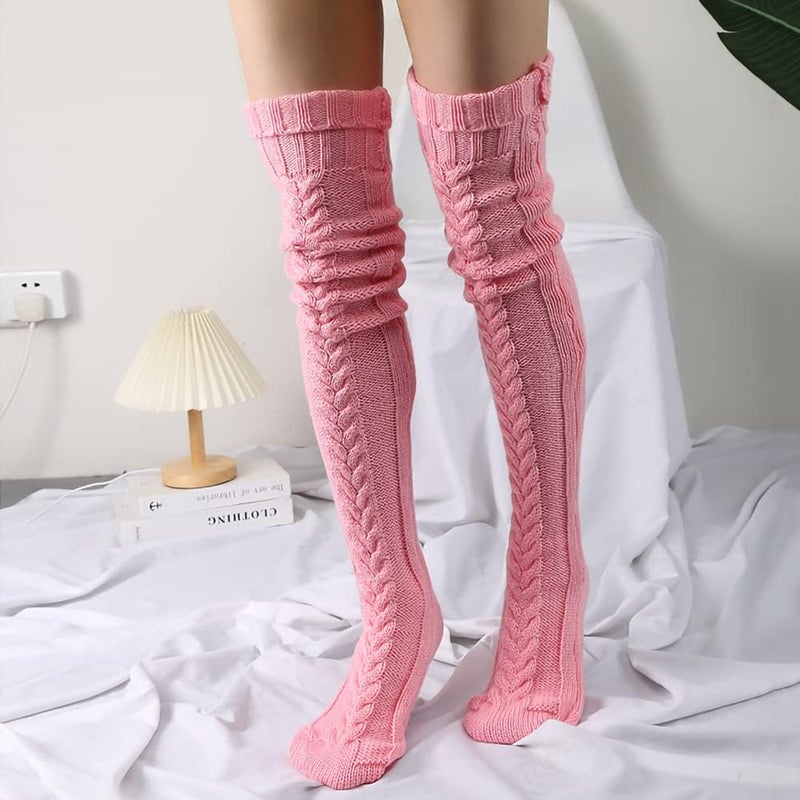 Pcavin Women's Thigh High Socks Over the Knee Cable Knit Boot Socks, Long Warm Fashion Leg Warmers Winter - Image 2