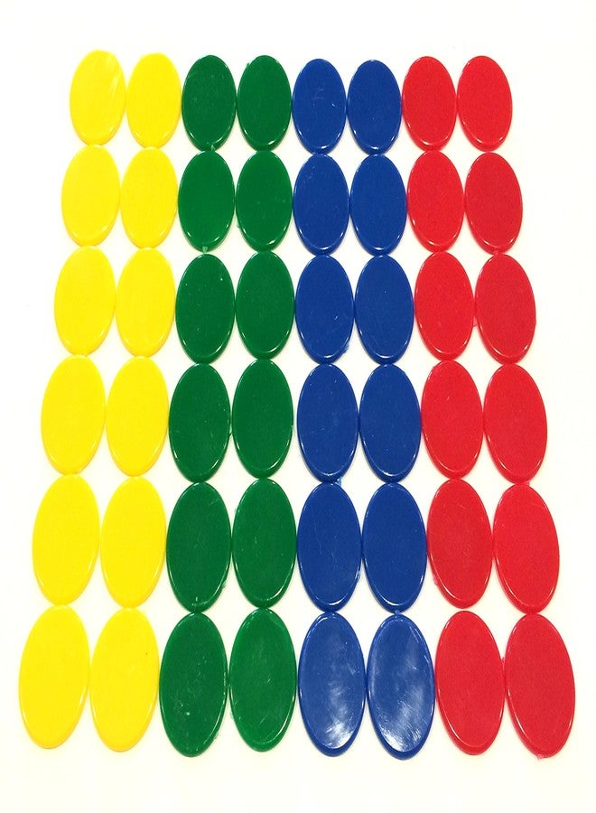 Morrison Games Plastic Counters (48): Blue, Red, Yellow, and Green Color Gaming Tokens (Hard Colored Plastic Coins, Markers and Discs for Bingo Chips, Tiddly Winks, and Other Board Game Playing Pieces) - Image 1
