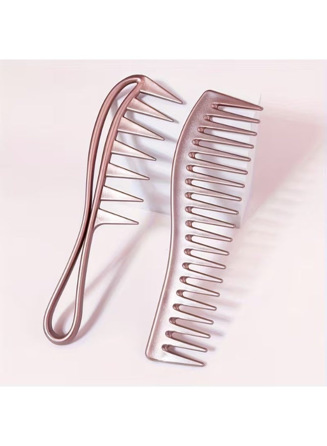 Goolsky مجموعة 2 من أمشاط تصفيف الشعر، أمشاط واسعة الأسنان مزدوجة الجوانب للرجال، شعيرات بلاستيكية ومقبض ABS، للشعر الرقيق، السميك، المجعد، المستقيم، أداة صالون حلاقة محترفة - تشطيب معدني - Image 3